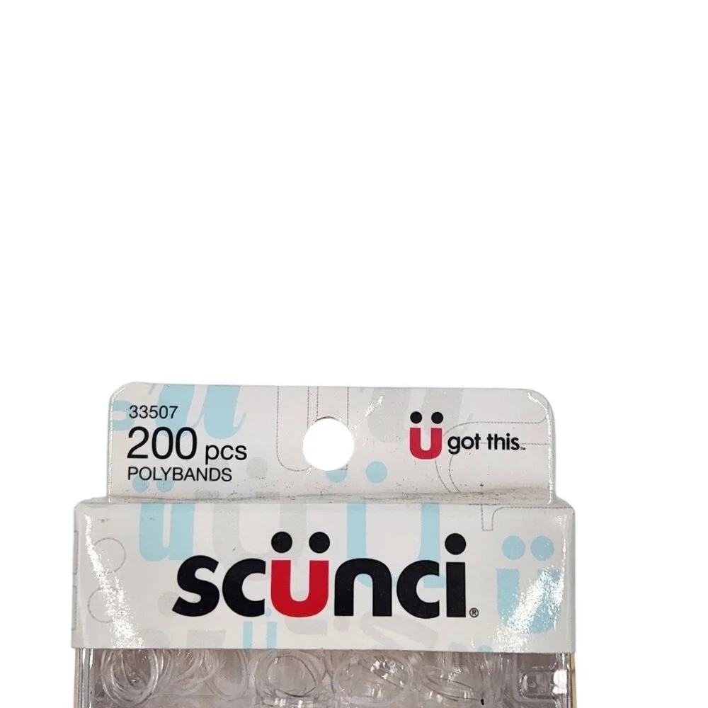 2X Scunci Polybands 200 Pcs Ea Clear Total 400 Bands w/ Plastic Poly Band Cutter